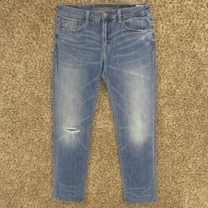 American Eagle Jeans Men's 33x33 Medium Wash Slim Straight Distressed Flex Denim
